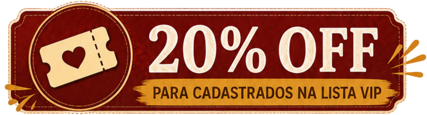 20% OFF para cadastrados na Lista VIP